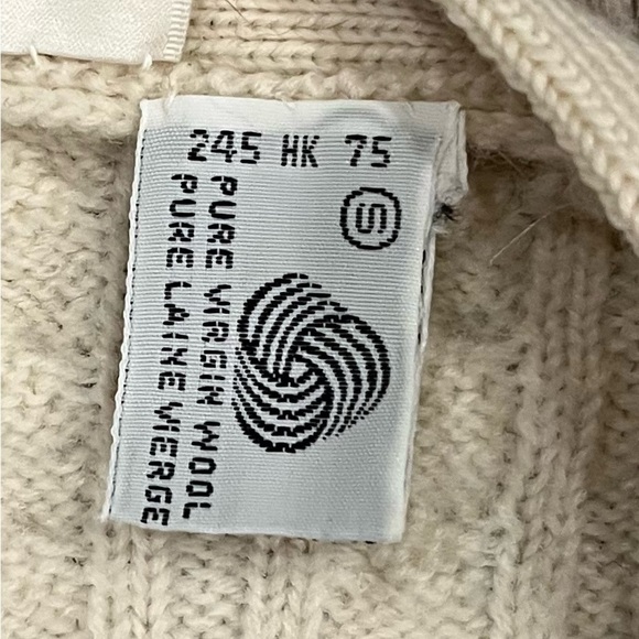 Vintage 90s Cable Pure Virgin Knit Wool Sweater Vest - Cream/Beige - Size S - Picture 3 of 6